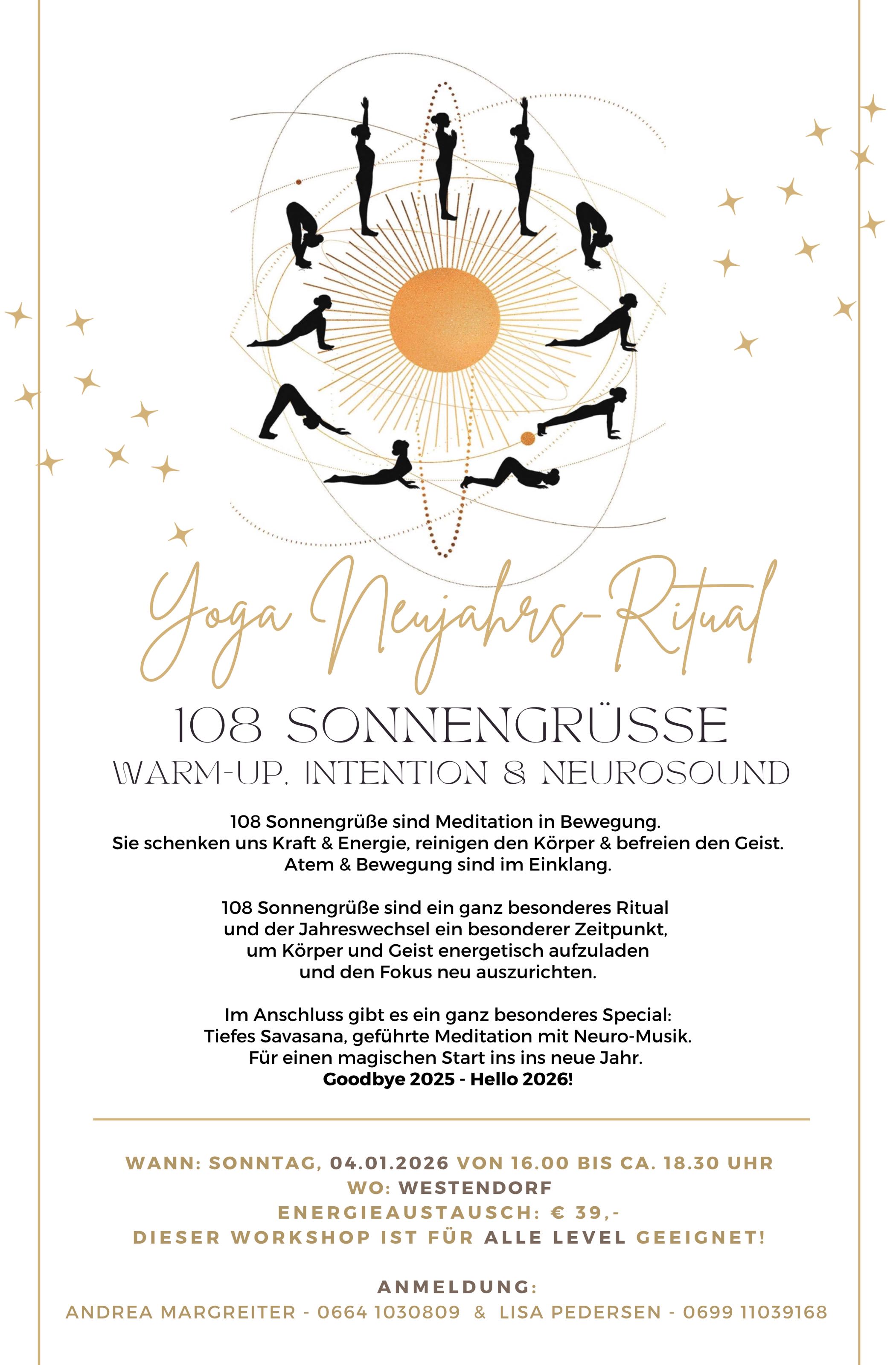 Yoga 108 Sonnengruesse Westendorf Tirol Brixental Yoga Ritual zur Jahreswende 2026 Silvester Yoga